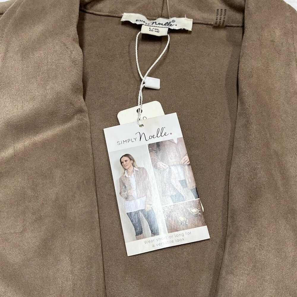 Simply Noelle Tan Faux Suede Convertible Zip Off Jacket Dusters Womens L XL - Picture 5 of 8